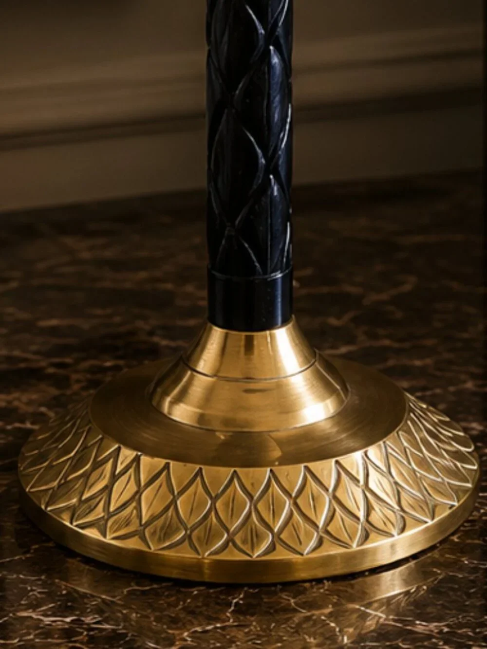 Vintage Brass & Black Mid Century Palm Tree Candle Holder